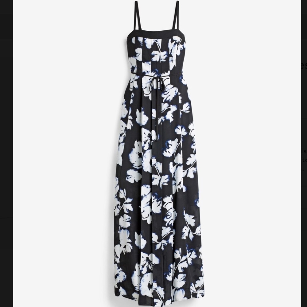 White House Black Market Pleated Floral Maxi Dress, Size 4